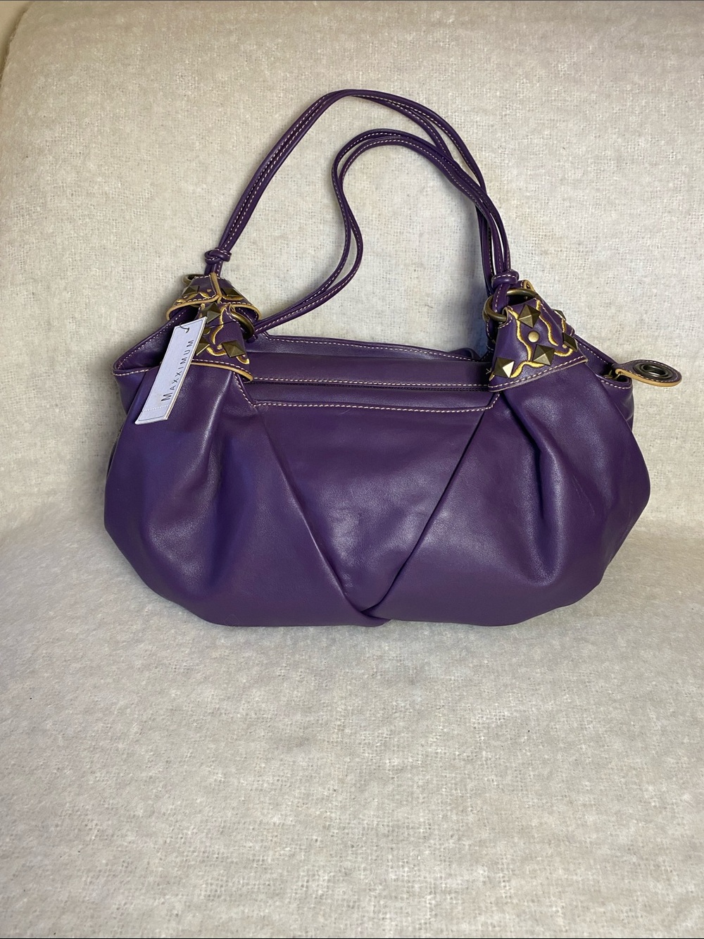Purple Leather Shoulder Bag - Unbranded